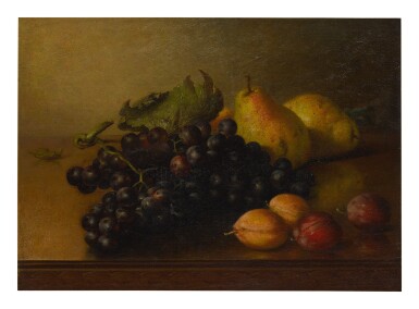 View full screen - View 1 of Lot 106. FRANKLIN HARRISON MILLER | SILL LIFE WITH GRAPES, PEARS AND PLUMS.