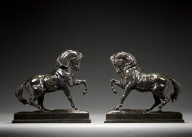View full screen - View 1 of Lot 13. Pair of Chevaux Turcs No.2 (antérieur droit levé, antérieur gauche levé, terrasse carrée) (Turkish Horses No.2).