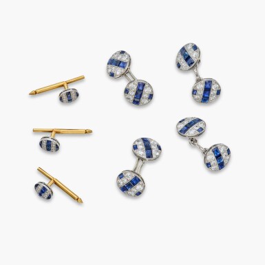 View full screen - View 1 of Lot 368. Sapphire and Diamond Dress Set, France.