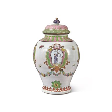 View full screen - View 1 of Lot 686. A Rare Large and Important Chinese Export 'Archer' Cistern and Cover, Qing Dynasty, Qianlong Period, circa 1740.