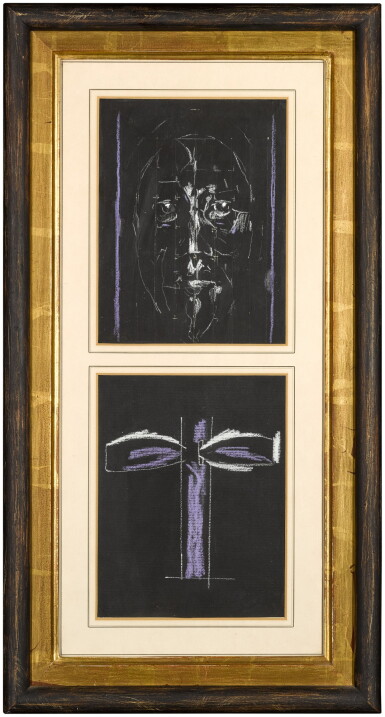 View full screen - View 1 of Lot 201. Head of Christ and Crucifixion (Two Studies for the Coventry Tapestry).