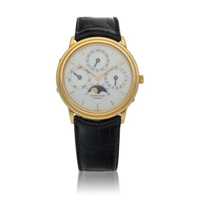 View full screen - View 1 of Lot 36. Audemars Piguet, Ref. BA 55480: Yellow gold automatic wristwatch circa 1980.