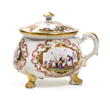 View full screen - View 1 of Lot 37. A Meissen chinoiserie cream-pot and cover, Circa 1728.