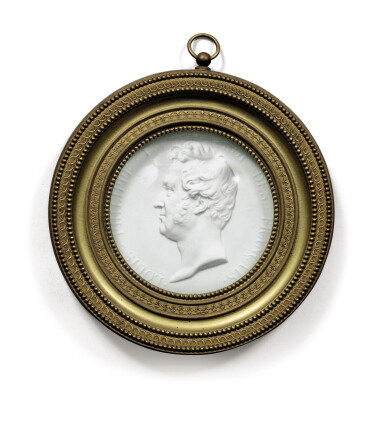 View full screen - View 1 of Lot 202. A biscuit medallion and gilt bronze frame, figuring King Louis-Philippe,.