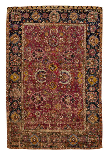 View full screen - View 1 of Lot 542. A Part-Cotton Safavid Isfahan Rug, Central Persia, Late 16th/Early 17th Century.