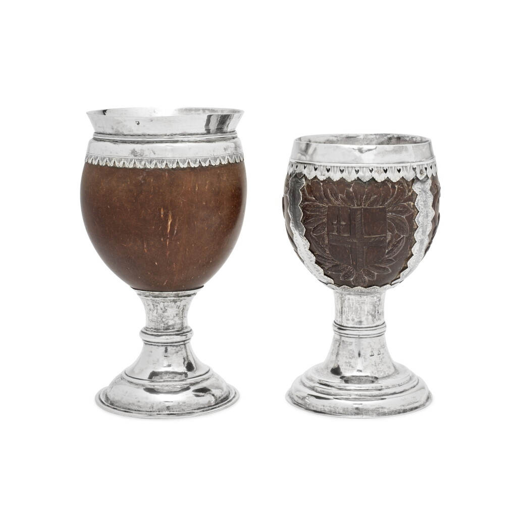 View full screen - View 1 of Lot 29. Two Silver-Mounted Coconut Cups, Probably English, Mid-17th Century.