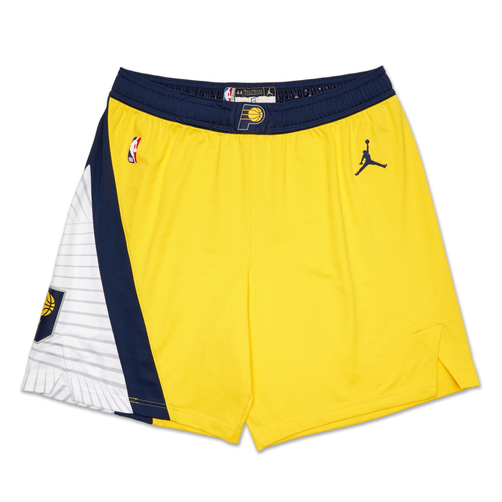 View full screen - View 1 of Lot 102. Tony Bradley Indiana Pacers 2025 NBA Finals Game Worn Statement Edition Shorts | Games 5 and 7 | 2 Games .