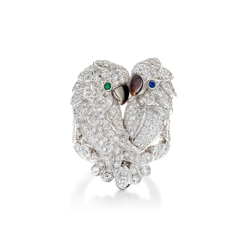 View full screen - View 1 of Lot 514. Emerald, Sapphire, Mother-of-Pearl and Diamond ‘Les Oiseaux Libérés’ Ring.