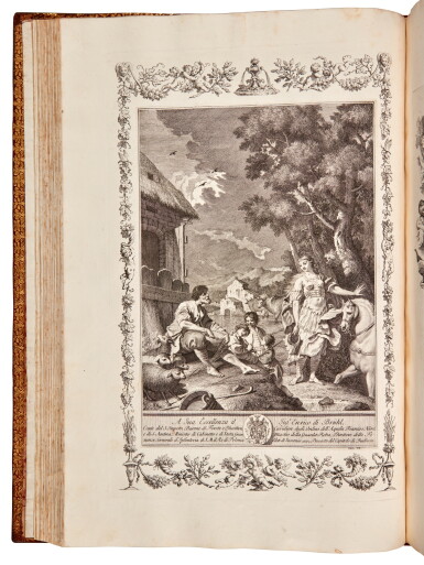 View full screen - View 1 of Lot 83. Torquato Tasso | La Gerusalemme liberata, Venice, 1745, wonderful rococo illustrations in a fine binding.