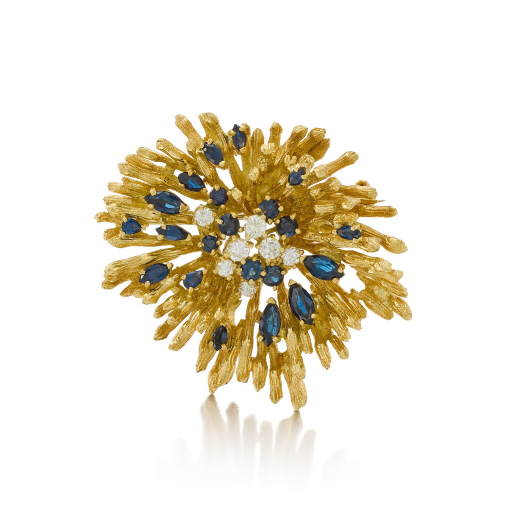 View full screen - View 1 of Lot 53. Sapphire and Diamond Brooch.