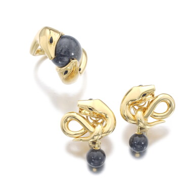 View full screen - View 1 of Lot 469. BOUCHERON | GOLD AND JADE DEMI-PARURE.