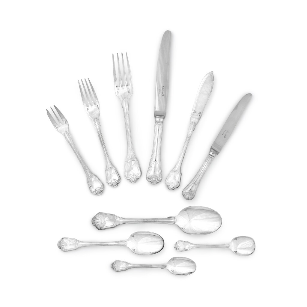 View full screen - View 1 of Lot 1591. A French silver-plated flatware service for twelve, Christofle, late 20th century.