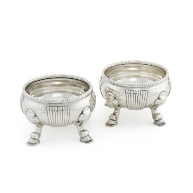 View full screen - View 1 of Lot 42. A pair of George II silver salts, Paul de Lamerie, London, 1733.