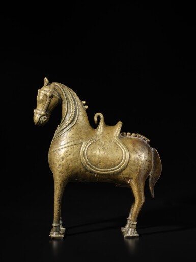 View full screen - View 1 of Lot 185. A brass figure of a horse, India, Maharashtra or Karnataka, circa 1600.