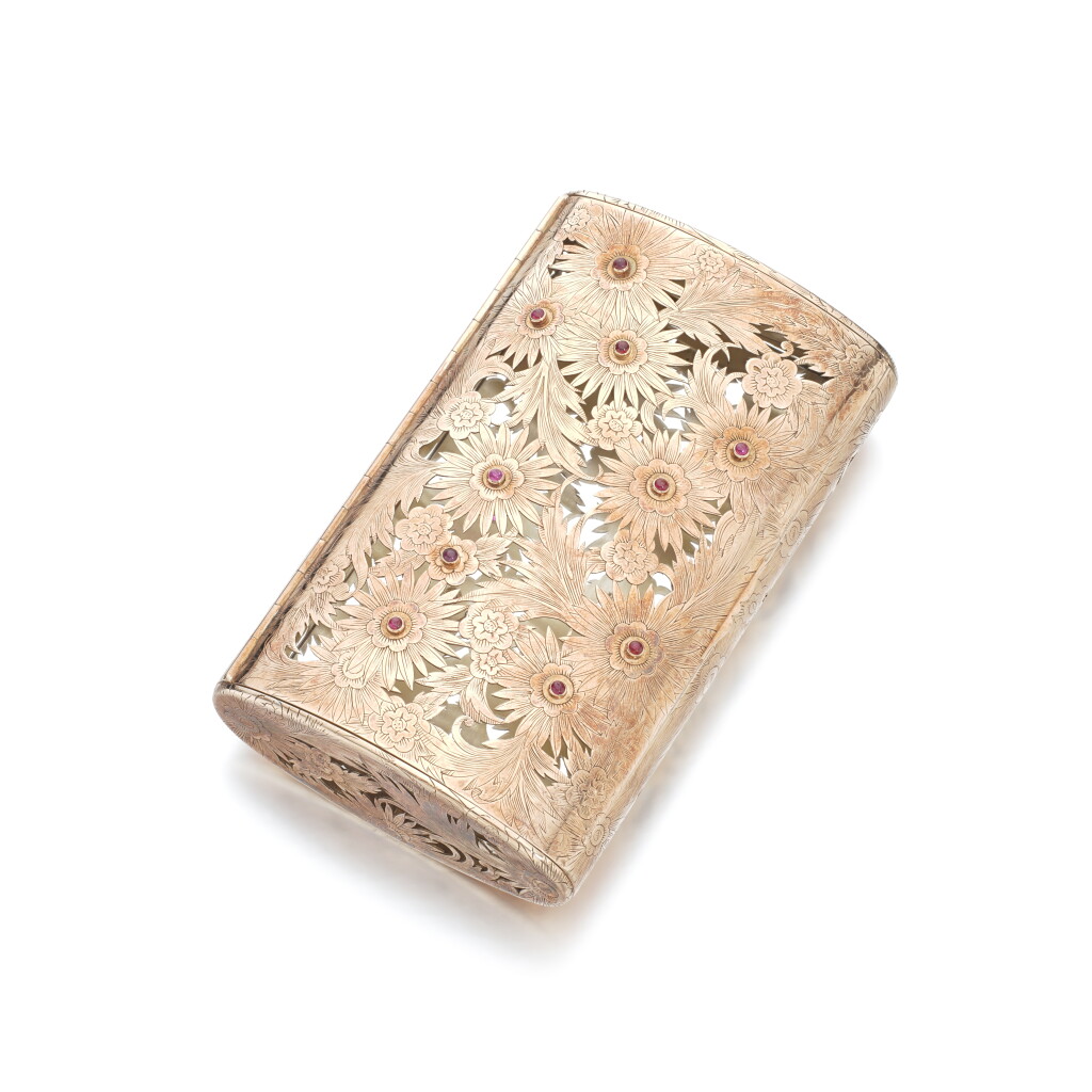 View full screen - View 1 of Lot 1541. A jewelled parcel-gilt silver vanity case, Boucheron Paris, circa 1940.