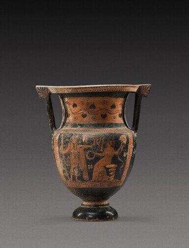 View full screen - View 1 of Lot 19. An Apulian Red-figured Column Krater, circa 350-330 B.C..