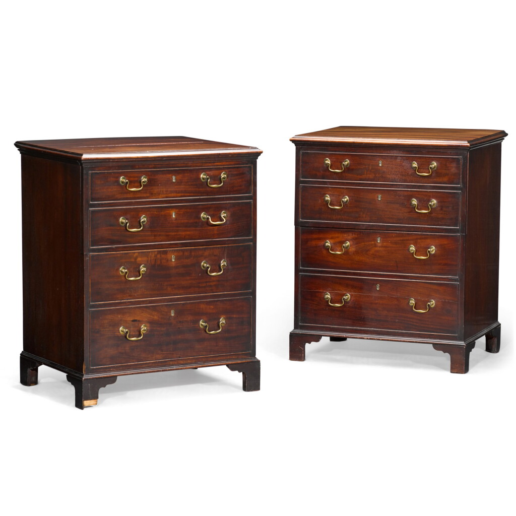 View full screen - View 1 of Lot 78. A pair of George III mahogany bedside commodes by Gillows, 1788.