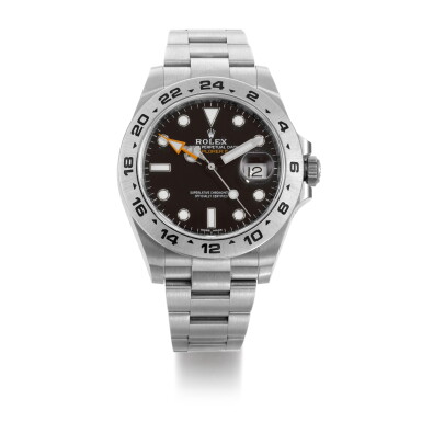 View full screen - View 1 of Lot 1205. ROLEX | EXPLORER II, REF 216570 STAINLESS STEEL DUAL-TIME WRISTWATCH WITH DATE AND BRACELET CIRCA 2019.