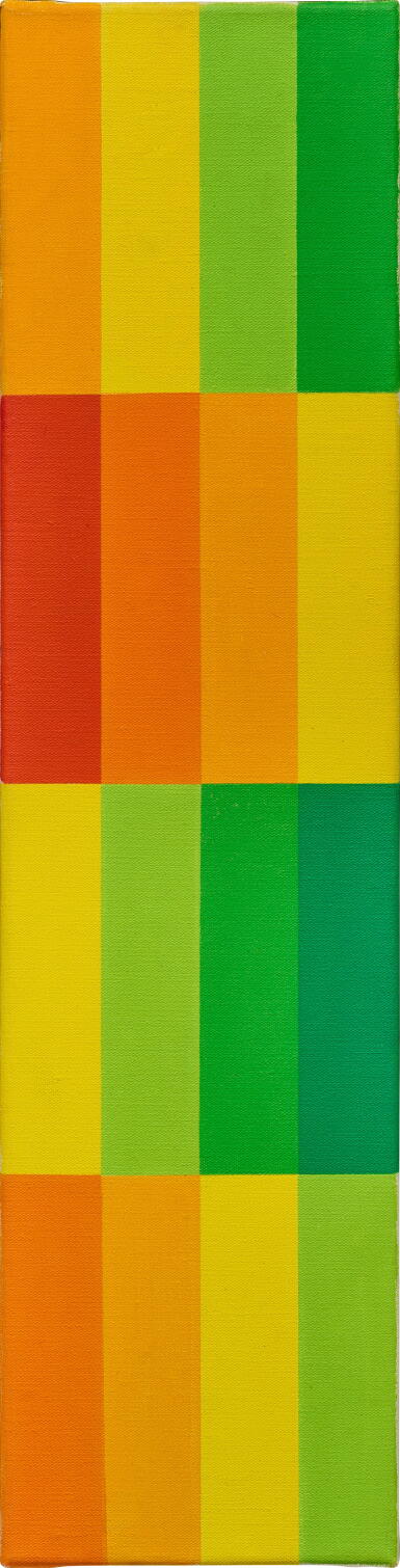 View full screen - View 1 of Lot 32. Vier vertikale systematische Farbreihen von gelb zu grün und rot (Four vertical systematic colour sequences from yellow to green and red).