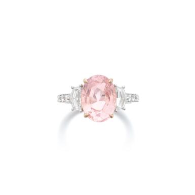View full screen - View 1 of Lot 754. Padparadscha sapphire and diamond ring.