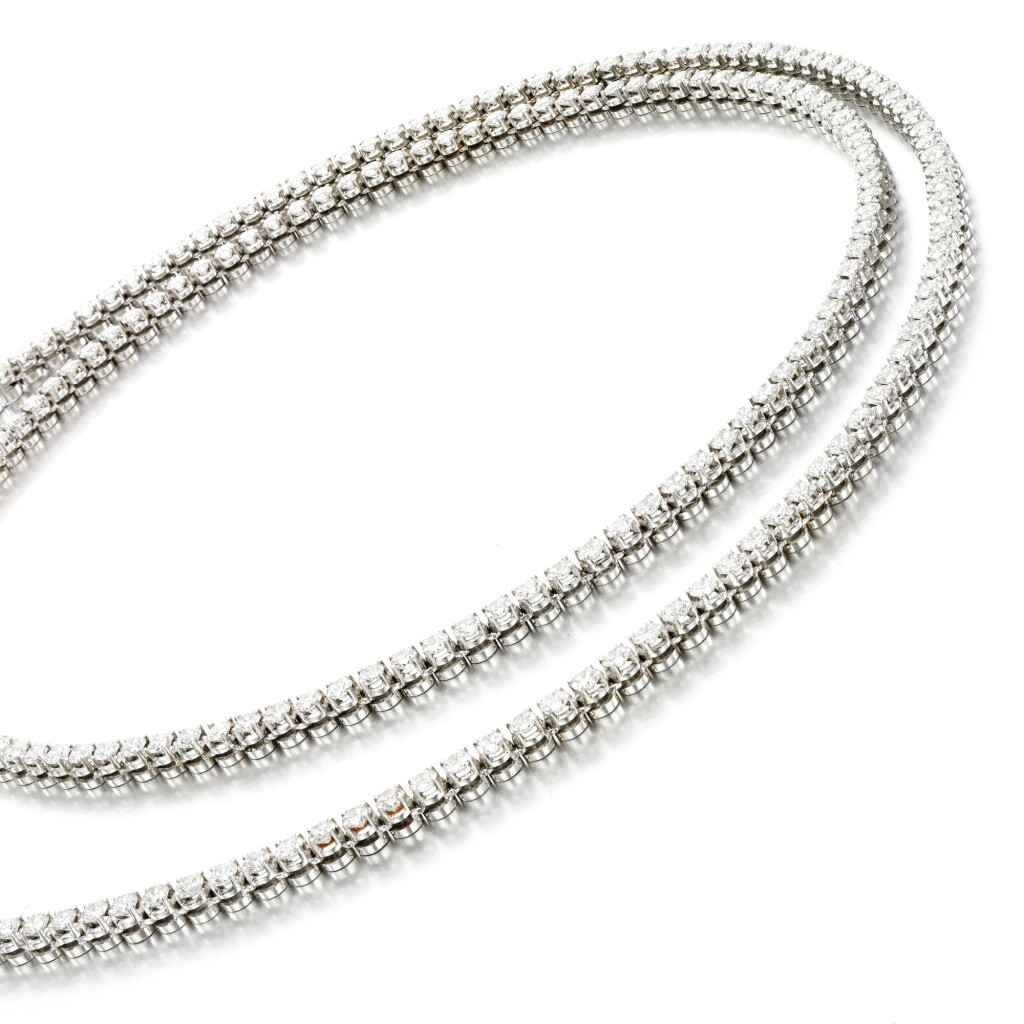 View full screen - View 1 of Lot 103. Two diamond necklaces.