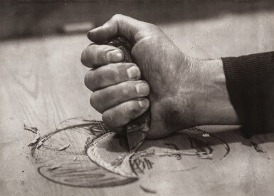 View full screen - View 1 of Lot 163. Hand with Woodcarver's Knife.