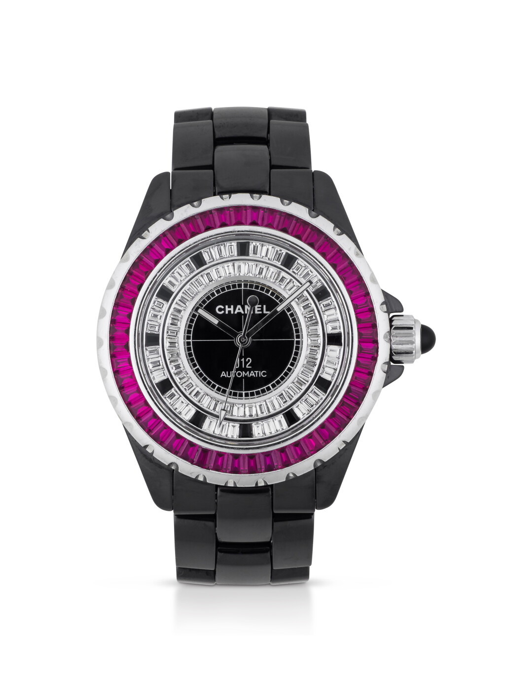 全萤幕检视 - 查看16CHANEL | J12 ASIA LIMITED EDITION, REF H2007 BLACK CERAMIC, RUBY AND DIAMOND-SET WRISTWATCH WITH BRACELET CIRCA 2007的1