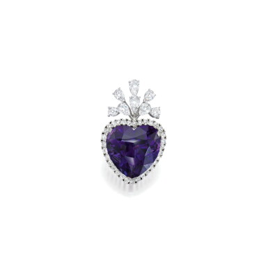 View full screen - View 1 of Lot 128. Amethyst and Diamond Pendant-Brooch.