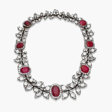 View full screen - View 1 of Lot 56. Ruby and Diamond Necklace .