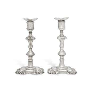 View full screen - View 1 of Lot 884. A Pair of Paktong Candlesticks, Mid-18th Century.