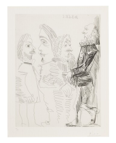 View full screen - View 1 of Lot 206. PABLO PICASSO | QUATRE HOMMES EN COSTUME REMBRANESQUE (B. 1493; BA. 1509).