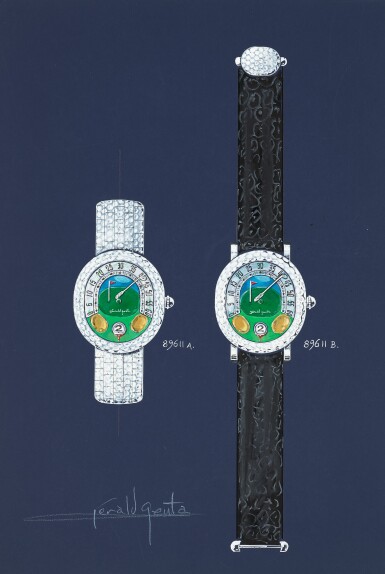 View full screen - View 1 of Lot 1023. An original prototype design of a bracelet watch and wristwatch with accompanying NFT, Circa 1990 .