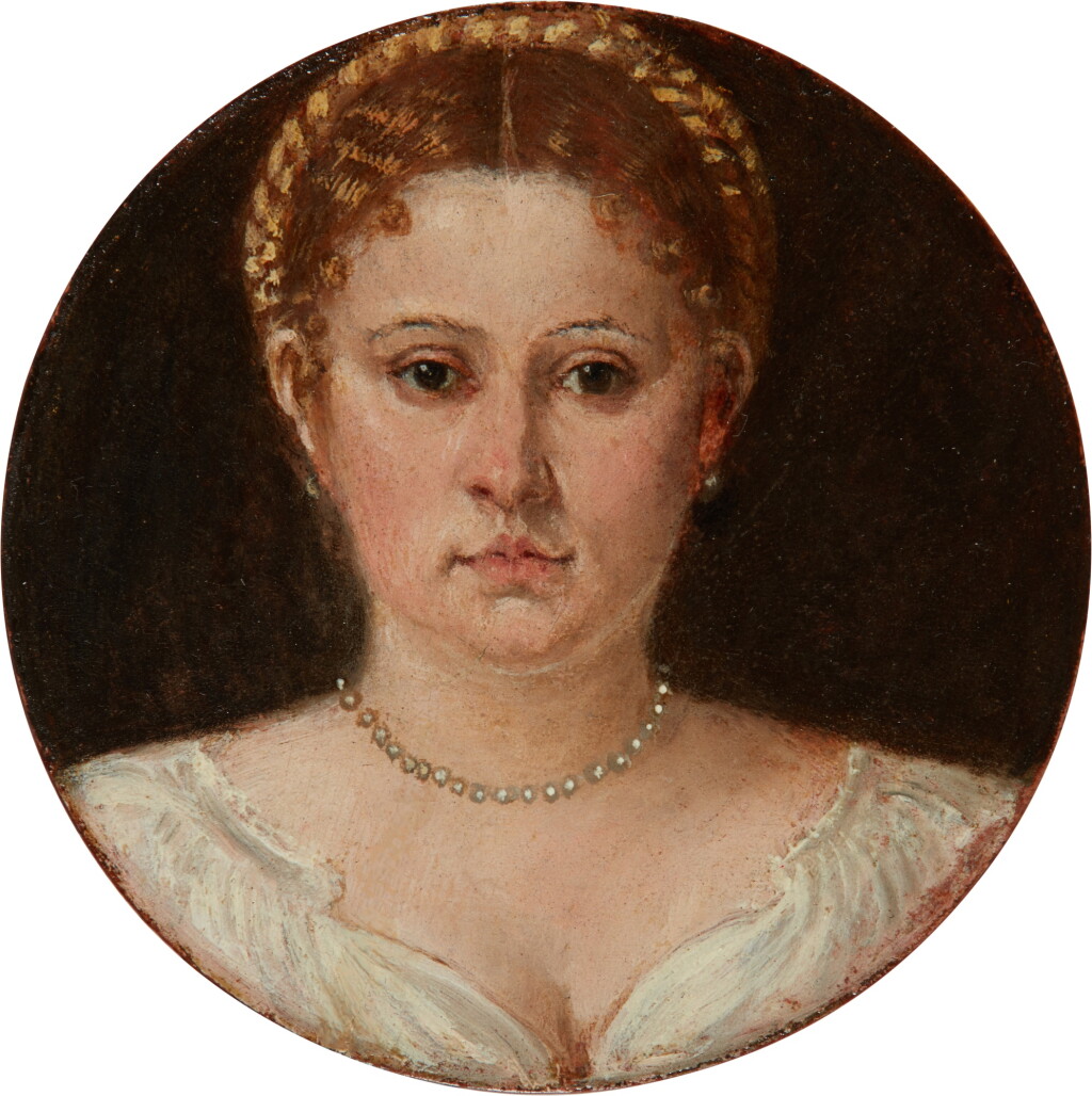 View full screen - View 1 of Lot 404. Portrait of a woman, probably Elisabetta Querini, bust-length, most likely a "kapsel" portrait.