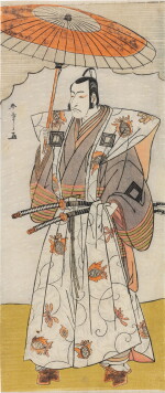 Katsukawa Shunsho (1726-1792) | The actor Ichikawa Danjuro V holding a parasol | Edo period, late 18th century