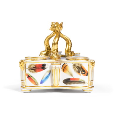 View full screen - View 1 of Lot 382. A Chamberlain Worcester Pale Blue-Ground Inkstand, Circa 1815.