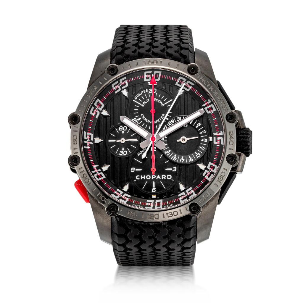 View full screen - View 1 of Lot 8092. Chopard | Classic Racing Superfast Split Second, Reference 8542, A limited edition DLC-coated stainless steel split seconds chronograph wristwatch with date, Circa 2012 | 蕭邦 | Classic Racing Superfast Split Second 型號8542 限量版DLC塗層處理精鋼追針計時腕錶,備日期顯示,約2012年製.