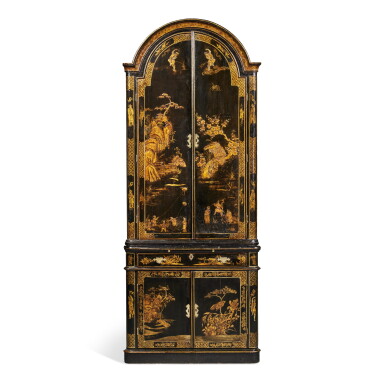 View full screen - View 1 of Lot 246. A George II Black And Gilt Japanned Corner Cabinet, Circa 1740.