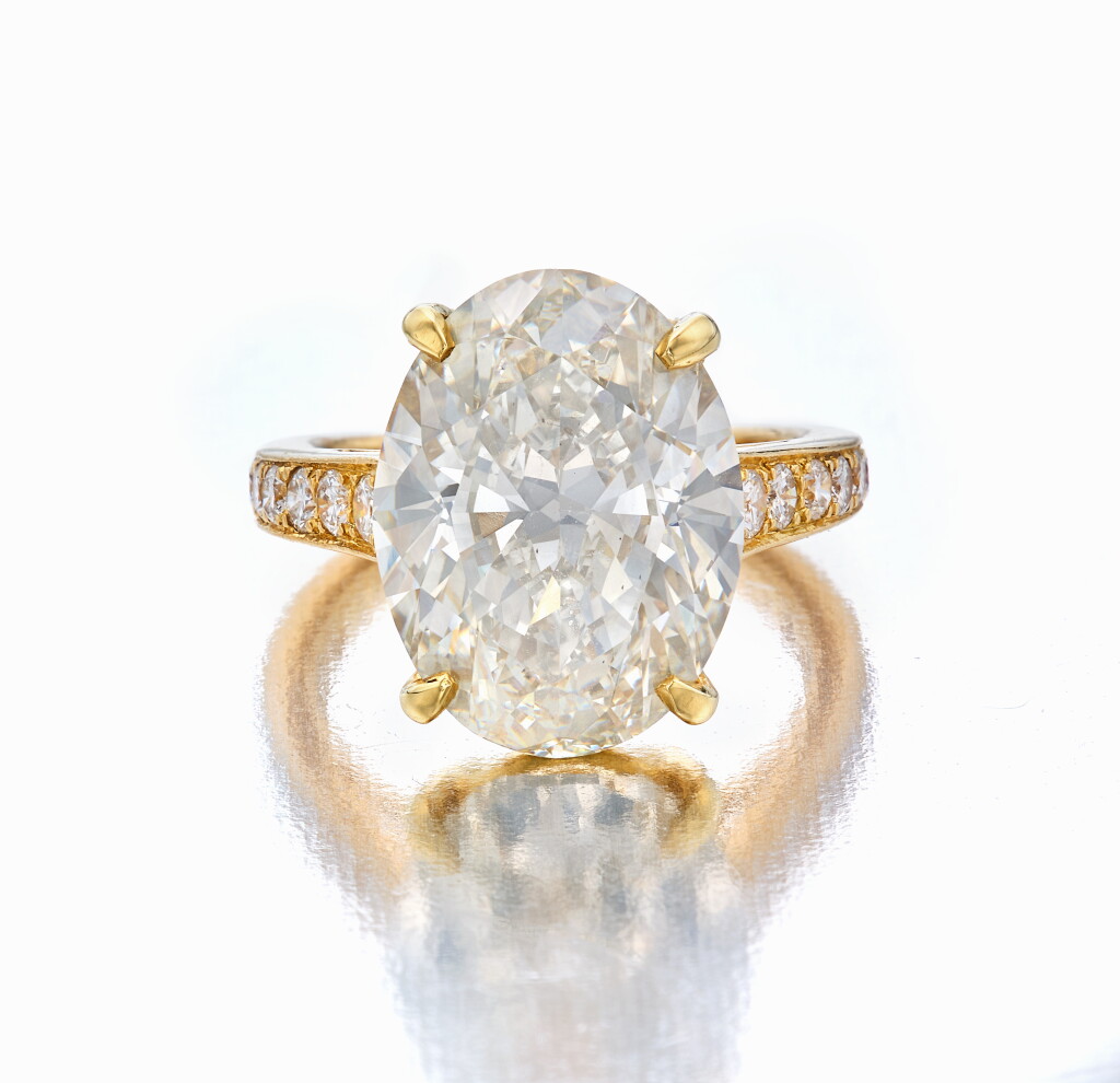 View full screen - View 1 of Lot 417. Fancy Light Grayish Greenish Yellow Diamond and Diamond Ring.