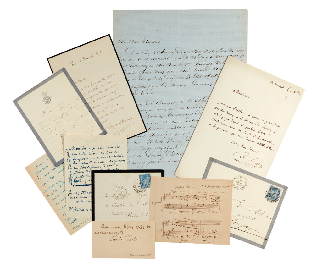 View full screen - View 1 of Lot 19. French Literature. Eight autograph letters etc George Sand, Dumas père, Scribe, Bernhardt, Zola and others.