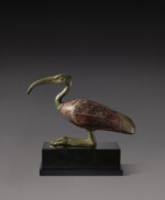 An Egyptian Bronze and Wood Figure of an Ibis, Late Period, 716-30 B.C.