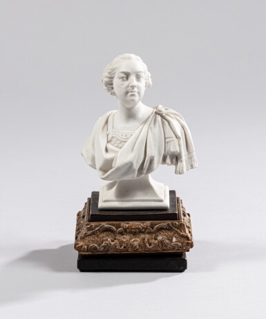 View full screen - View 1 of Lot 21. A probably Sèvres biscuit bust of Louis XV, circa, 1761-1763 | Buste de Louis XV en biscuit de probablement Sèvres, probablement vers 1761-1763.