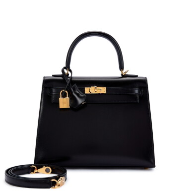 View full screen - View 1 of Lot 533. Black Box Kelly 25 Sellier Gold Hardware, 2023.