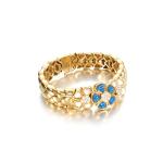 Gold, gem set and diamond bracelet, circa 1980