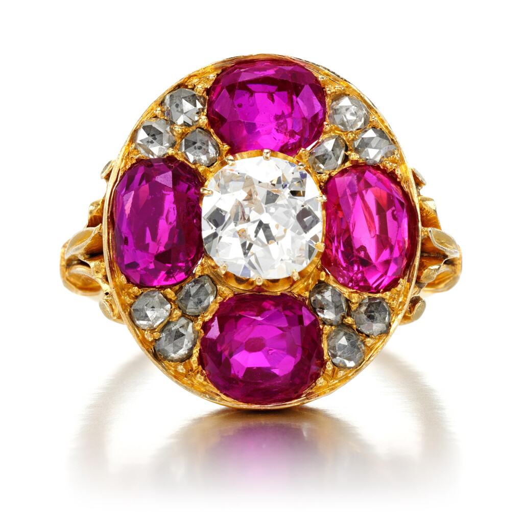 View full screen - View 1 of Lot 50. Ruby and diamond ring, late 19th century.