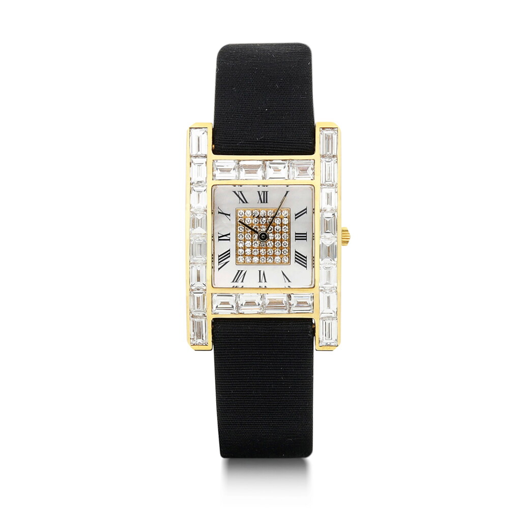 View full screen - View 1 of Lot 8150. Chopard | Reference 13/6402-20, A yellow gold and diamond-set wristwatch with mother-of-pearl dial, Circa 1998 | 蕭邦 | 型號13/6402-20 黃金鑲鑽石腕錶,備珠母貝錶盤,約1998年製.