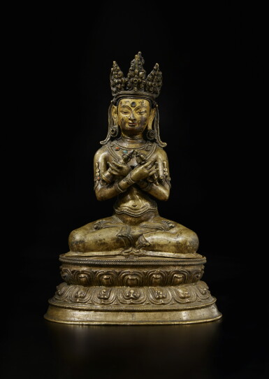 View full screen - View 1 of Lot 848. A large bronze figure of Vajradhara, Tibet, 15th century.
