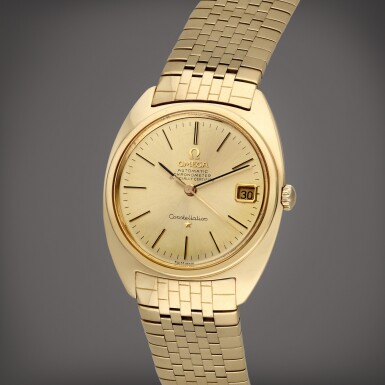 View full screen - View 1 of Lot 467. Constellation | A yellow gold automatic bracelet watch with date Circa 1985.