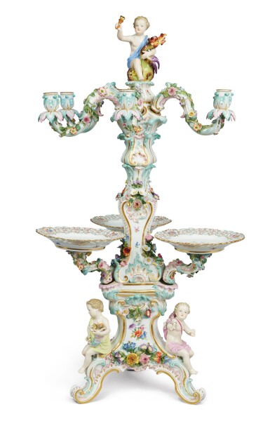 View full screen - View 1 of Lot 322. A MEISSEN LARGE SIX-LIGHT CANDELABRA CENTERPIECE, SECOND-HALF 19TH CENTURY.