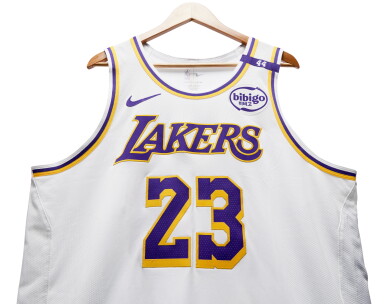 View full screen - View 1 of Lot 10. LeBron James Los Angeles Lakers 2024-2025 Game Worn Association Edition Jersey | First Triple-Double of the Season .
