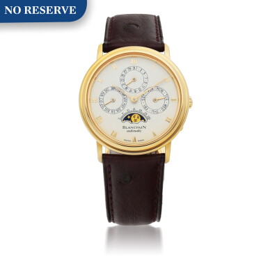 View full screen - View 1 of Lot 167. YELLOW GOLD PERPETUAL CALENDAR WRISTWATCH WITH MOON PHASES CIRCA 1995.